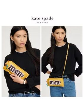 NWT M&M x Kate Spade♠️Yellow Faux Patent Leather W/Leather Trim 3D Crossbody Bag